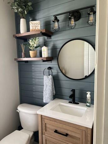 Small Half Bathroom, Half Bathroom Remodel, Christmas Bathroom Decor, Bathroom Remodel Designs, Half Bathroom, Bathroom Inspiration Decor, Upstairs Bathrooms, Bathroom Redo, Bathroom Renos