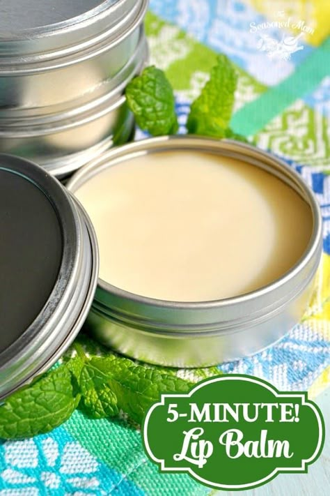 This easy DIY homemade lip balm requires just 3 ingredients and 5 minutes! Uses coconut oil and essential oils for a perfect homemade Christmas gift, Mother's Day gift, or teacher gift! #giftideas #DIY #essentialoils #TheSeasonedMom Diy Lip Balm Recipes, Diy Christmas Gifts For Friends, Lip Balm Recipes, Easy Diy Christmas Gifts, Homemade Lip Balm, Diy Lip Balm, Diy Lips, Christmas Gifts For Boyfriend, Easy Christmas Diy