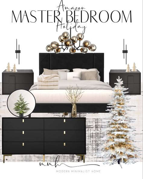 Bedroom Dresser 2023, Black Bedroom Mood Board, Minimalist Bedroom Mood Board, Amazon Dresser Furniture, Black Headboard Bedroom, Bedroom Pallet, Bedroom Primary, Bedroom Inspirations Modern, Wayfair Bedroom