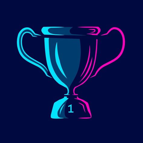 Trophy cup pop art logo. Champions colorful design with dark background. Abstract vector illustration. Isolated black background for t-shirt, poster, clothing, merch, apparel, badge design Trophy Logo, World Cup Trophy, Badge Design, Art Logo, Dark Backgrounds, Tshirt Logo, Black Backgrounds, Vector Art, Color Design