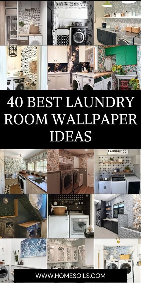 Transform your space with these 40 best laundry room wallpaper ideas! From bold patterns and playful prints to subtle textures and farmhouse-inspired designs, find the perfect wallpaper to add personality, style, and charm to your laundry room. Wallpaper In A Laundry Room, Bold Wallpaper Laundry Room, Laundry Closet Wallpaper Ideas, Navy Wallpaper Laundry Room, Small Laundry Room Makeover Wallpaper, Laundry Room Ideas Small Space Wallpaper, Fun Wallpaper For Laundry Room, French Country Laundry Room Wallpaper, Laundry Room Ideas With Wallpaper