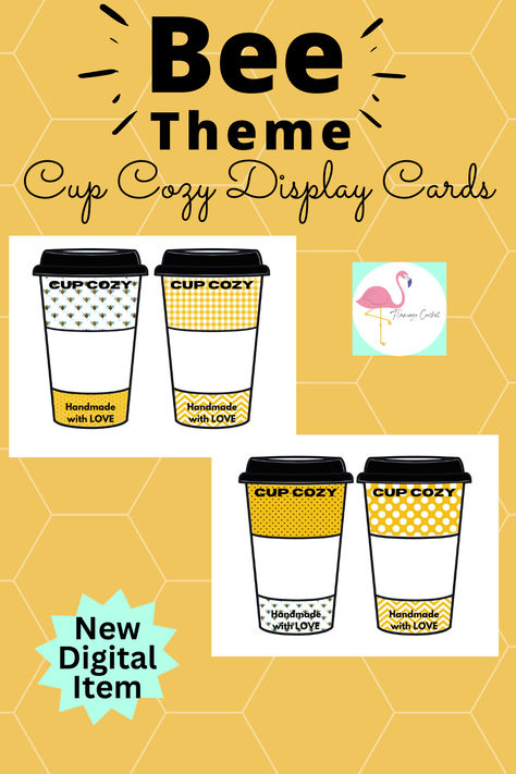 Cup Cozy Display Cards in a Bee theme Crochet Cozies, Poem Template, Learn Crochet, Cup Cozies, Crochet Cup Cozy, Coffee Cup Cozy, Crochet Cozy, Cup Cozy, Printable Tags