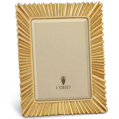 Ray Photo Frame | L'Objet | Shop Today | LuxDeco.com Gold Home Accessories, Home Decor Frames, Gold Photo Frames, Gold Home Decor, Gold Frames, Accessories Gold, Gold Picture Frames, Handmade Frames, Gold Decor