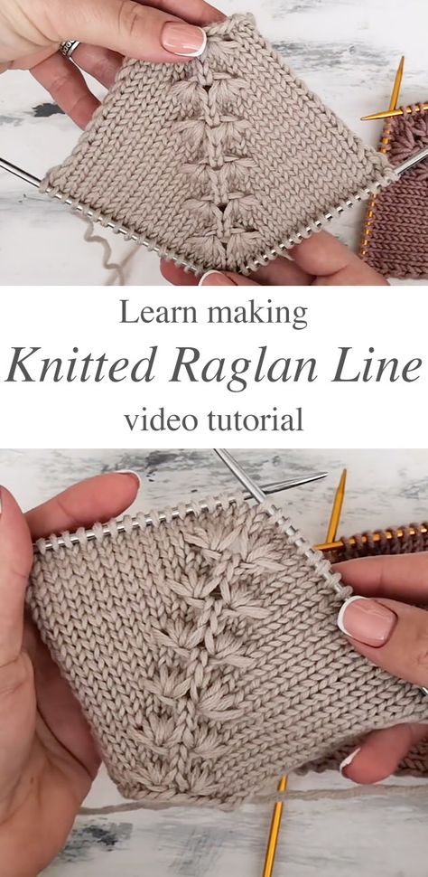 Raglan Knitting Pattern Free, Decorative Raglan Increases Knitting, Flat Knitting Patterns, Raglan Sweater Knitting Pattern, Raglan Knit, Knitting Hacks, Knitting Stitches Tutorial, Knit Hat, Knit Stitch Patterns