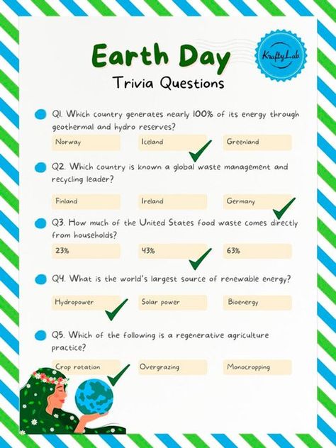 Earth Day Quiz, Logo Answers, Quiz Template, Fun Quiz Questions, Fun Icebreakers, About Earth, Virtual Games, Quiz Questions And Answers, Quizzes For Fun