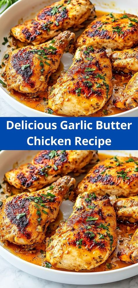 Craving a buttery, savory dish? Try this Garlic Butter Chicken recipe, featuring tender chicken coated in a rich garlic sauce. It's an easy dinner recipe that your family will love for busy weeknights or special occasions. Chicken Recipes Garlic Butter, Cut Up Chicken Recipes Dinners, Buttery Garlic Chicken, Honey Garlic Chicken Recipes Easy, Savory Chicken Breast Recipes, Chicken Parts Recipes, Ways To Season Chicken, Gourmet Chicken Recipes, Chicken In Garlic Sauce