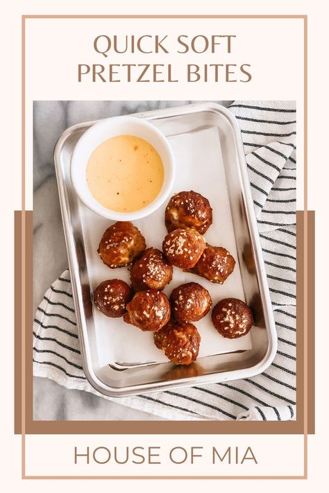 Snacks Easy Quick, Quick Snacks Easy, Quick Snack Ideas, Super Bowl Appetizers, Super Bowl Party Food, Soft Pretzel Bites, Store Bought Pizza Dough, Pretzel Bites Recipes, Pretzel Recipe