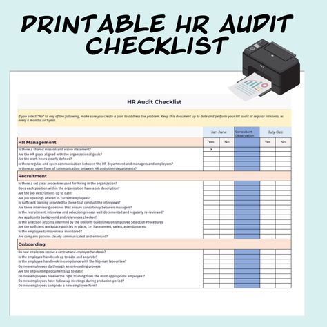 Comprehensive HR Audit Checklist & Roadmap - Editable Spreadsheets | Instant Download or Printable Hr Department, Business Printables, Vision Statement, Labor Law, Forms Of Communication, Hr Management, Work Life, Labor, Improve Yourself