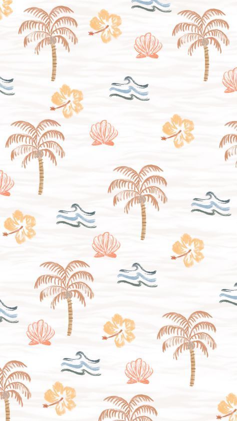 The Ocean, Palm Trees, The Beach, Trees, Pastel, Orange, Pink, Blue, White