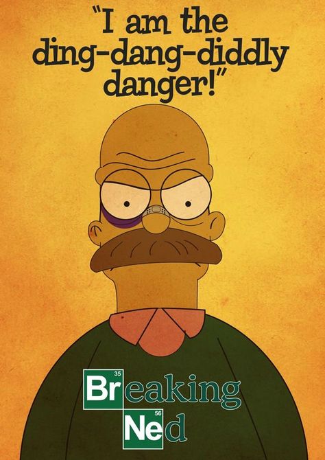 “The Simpson’s” Ned Flanders as “Breaking Bad”’s Heisenberg Ja I Ty, Bad Fan Art, Breaking Bad Art, Ned Flanders, Capas Samsung, Art Tshirt, Humor Mexicano, Walter White, Geek Humor