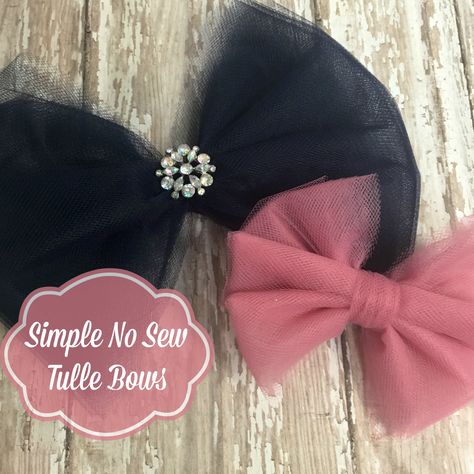 Tulle Hair Bow, Easy Hair Bows, Newborn Hair Bows, Diy Baby Bows, Tulle Hair Bows, Tulle Crafts, Diy Tulle, Tulle Bow, Hair Bow Tutorial