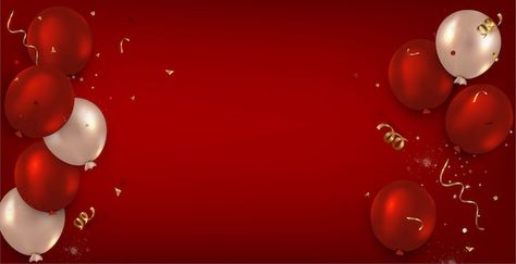 Red horizontal cover with balloons. flat... | Premium Vector #Freepik #vector #serpentine #confetti-background #red-confetti #confetti Red Birthday Background, Birthday Backgrounds, Red Texture Background, Red Confetti, Red Blank, Red Texture, Confetti Background, Balloon Background, Christmas Backgrounds