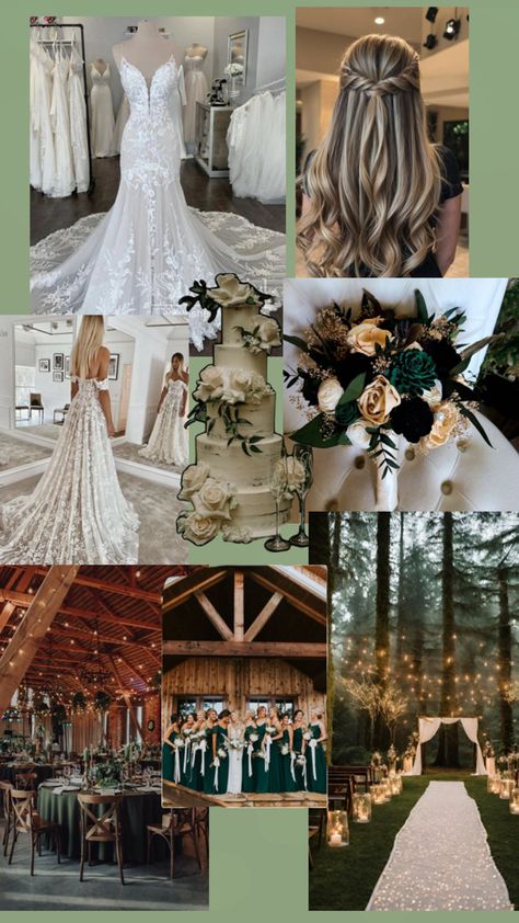 Green and gold in forest Forest Green And Gold Wedding, Forest Green And Gold, Green And Gold Wedding, Practical Wedding, Happily Ever After, Gold Wedding, Future Wedding, Ever After, Wedding Inspo