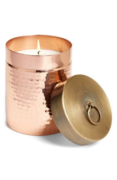 Found Goods Market 'Homestead' Hammered Canister Candle | Nordstrom Copper Candle, Copper Accents, Copper Rose, Candle Jar, Copper Kitchen, Vintage Eclectic, Gold Copper, A Metal, Candle Lanterns