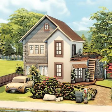 Small House Design Sims 4, Sims One Person House, Sims Room Cc Patreon, Sims House No Packs, 2 Bedroom Starter Home Sims 4, Basic Sims 4 House, Sims 4 House Build Ideas, Sims Houses No Cc, Sims 4 Small 2 Story House