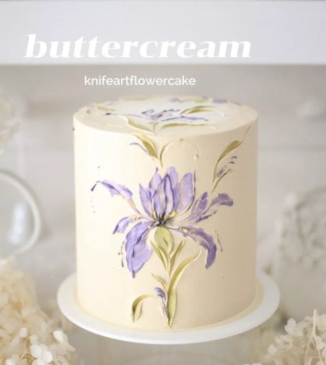 Buttercream Painting Cake, Lavender Flower Cake, Bolo Knife, Beaufort Wedding, Cookie Painting, Cake Florals, Whipped Cream Cakes, Buttercream Decorating, Piping Techniques