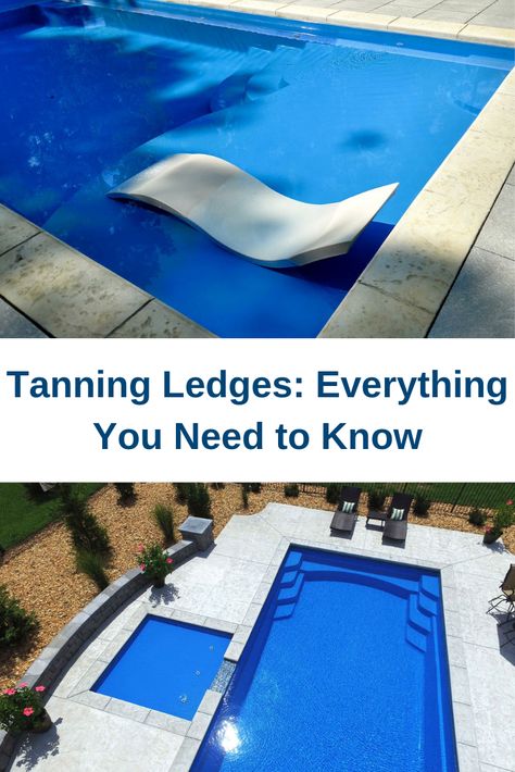 Swimming Pool With Tanning Ledge, Tanning Deck In Pool, Pool Tanning Ledge Ideas, Vinyl Inground Pool With Tanning Ledge, Tanning Ledge Ideas, Inground Pool Ideas With Tanning Ledge, Rectangular Gunite Pool Ideas, Rectangle Pools With Tanning Ledge, Fiberglass Pools With Tanning Ledge