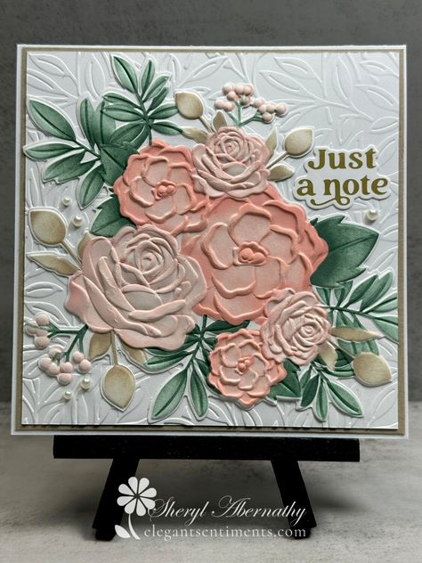 Lisa Horton Corner Rose Cluster Just A Note - Scrapbook.com Lisa Horton, Floral Image, Dark Beige, Embossing Folders, Fun Time, Paper Pads, Floral Cards, Embossing Folder, To Color