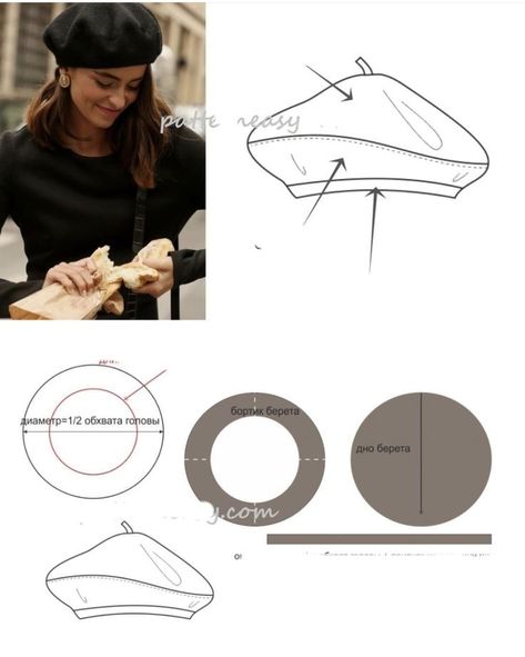 Beret Hat Pattern Free, Felt Cloth Crafts Diy, Felt Beret Diy, French Hat Pattern, Beret Hat Pattern Sewing, Fashion Designer Tips, French Hat Berets, Diy Beret Hat, Beret Sewing Pattern