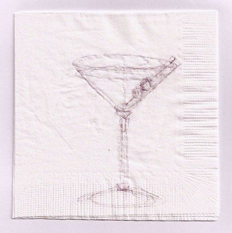 Cocktail napkin cocktail Cocktail Sketch, Martini Party, Cocktail Napkin, Pointed Pen, Cocktail Napkins, Pen Drawing, Ballpoint Pen, Napkins, Sketch