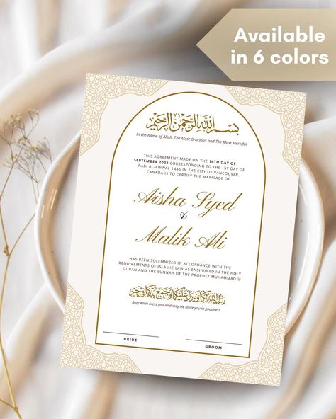 Commemorate your special day with a beautiful and timeless nikkah certificate 💞 🛍️➡️ visit the link in bio or rsvppress.etsy.com #Nikkah #NikkahCertificate #muslimwedding #nikkahceremony #nikkahdecor Islamic Marriage Certificate, Nikkah Certificate, Islamic Marriage, Marriage Certificate, Muslim Wedding, Finding Peace, Invitation Card, Invitation Cards, Stationery Design