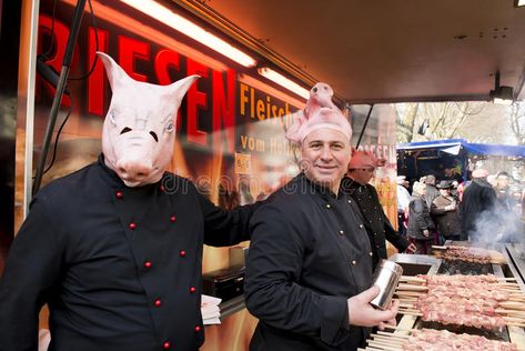 Men on barbecue costumed as pigs. Working on barbecue roast costumed as pigs on , #Aff, #pigs, #Working, #costumed, #Men, #barbecue #ad Technology Logo, Pigs, Grilling, Carnival, Editorial, Design Ideas, Stock Images, Logo Design, Germany