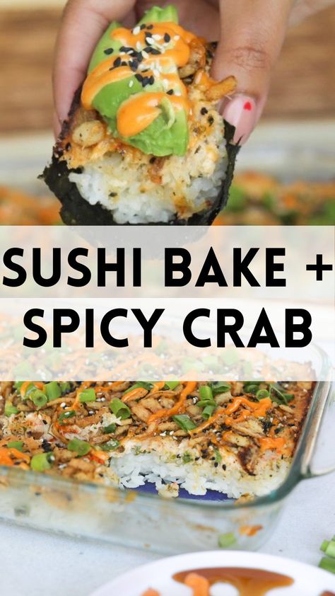 Sushi Bake Bowl, Crab Sushi Bake Bites, Sushi Bake Recipe With Shrimp, No Bake Sushi Casserole, Sushi Bake Tuna And Crab, Imitated Crab Sushi, Spicy Sushi Bowl, Sushi Bowl Crab Meat, Best Sushi Bake Recipe Crab