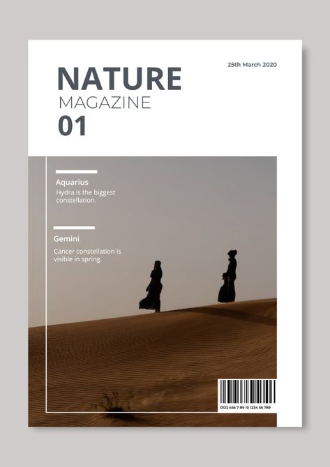 Portada de revista The Nature minimalista Magazine Cover Page Design Ideas, Magazine Cover Ideas Design, Cover Magazine Design, Magazine Back Cover, Magazine Cover Layout, Minimalist Book Cover, Magazine Cover Page, Magazine Cover Ideas, Abi Motto