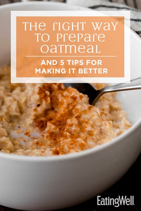 Here are cooking instructions for the most common types of oatmeal. Use these instructions to prepare 1 serving of oatmeal, or follow package directions. One serving of each type of oatmeal below is about 150 calories (prepared with water) and 4 grams of fiber. #breakfast #healthybreakfast #breakfastideas #brunchideas #healthybreakfastrecipes #breakfastideas #brunchideas #recipe #eatingwell #healthy Quick Oats Recipes Healthy Overnight Oatmeal, One Serving Oatmeal, Whole Food Oatmeal Recipes, Best Way To Make Oatmeal, How To Eat Oatmeal, Oatmeal With Water Recipes, How To Make Healthy Oatmeal, Healthy Oatmeal Recipes Clean Eating, Cooking Oatmeal On Stove