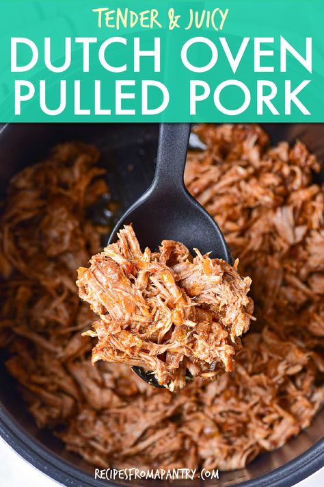 This is seriously the best Dutch Oven Pulled Pork ever! It's so easy to make using everyday pantry staples and requires minimal prep. Perfectly crowd-pleasing pulled pork is made even tastier thanks to the addition of ginger beer. Cook up a batch of this juicy pulled meat for your next potluck, party, or game day. It's also a great meal prep solution and freezer friendly! Click through to get this awesome Dutch Oven Pulled Pork recipe!! #pulledpork #dutchoven #pulledpork #recipes #pork #dinner Pork Shoulder Recipes Dutch Oven, Pork Shoulder In Dutch Oven, Dutch Oven Pulled Pork Recipes, Pulled Pork Dutch Oven Recipe, Pulled Pork Stove Top Recipes, Pork Butts In The Dutch Oven, Pulled Pork In Dutch Oven, Pulled Pork Dutch Oven, Baked Pulled Pork