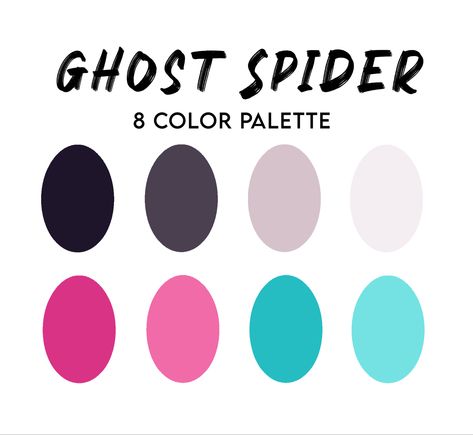 Gwen Stacy Makeup Spiderverse, Spider Gwen Color Palette, Spiderverse Colour Palette, Into The Spiderverse Color Palette, Spiderman Across The Spider Verse Color Palette, Spider Verse Color Palette, Gwen Nails Spiderman, Spider Gwen Nail Art, Spiderman Across The Spider Verse Nails