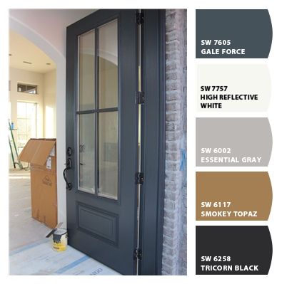 Grizzle Gray, Tricorn Black, Trim Paint, Mantel Surround, Door Paint, Front Door Paint Colors, Door Colors, Door Paint Colors, Grey Brick