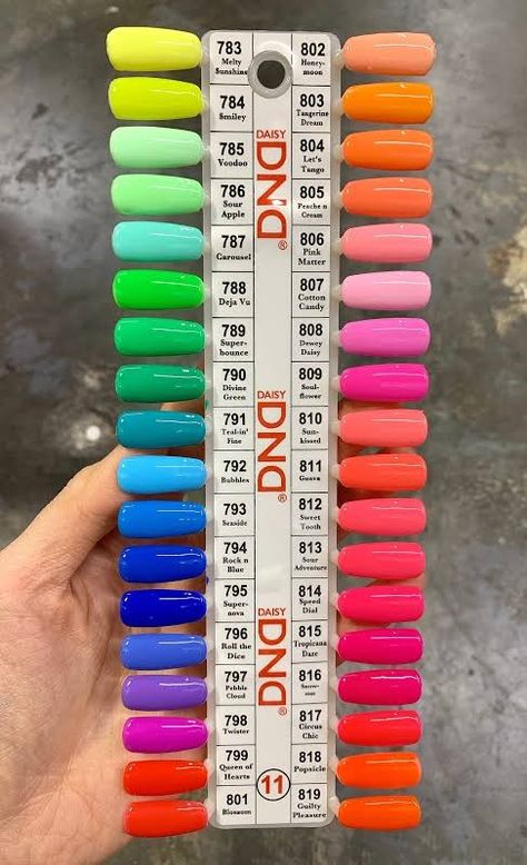 Dnd Gel Polish 713, Bright Colors For Nails, Bright Dnd Gel Polish Colors, Dnd Gel Polish 808, Dnd Gel Polish Colors Swatches Blue, Colors Of Nails, Dip And Duo Nail Colors, Best Gelish Nail Colors, Neon Nails Dnd