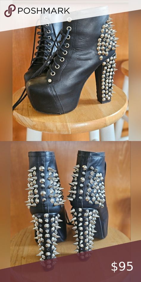 Jeffrey Campbell Studed Lita Boots Lita Boots, Jeffrey Campbell Lita, Black Leather Ankle Boots, Jeffrey Campbell Shoes, Black Leather Boots, Jeffrey Campbell, Boot Shop, Boots Black, Leather Ankle Boots