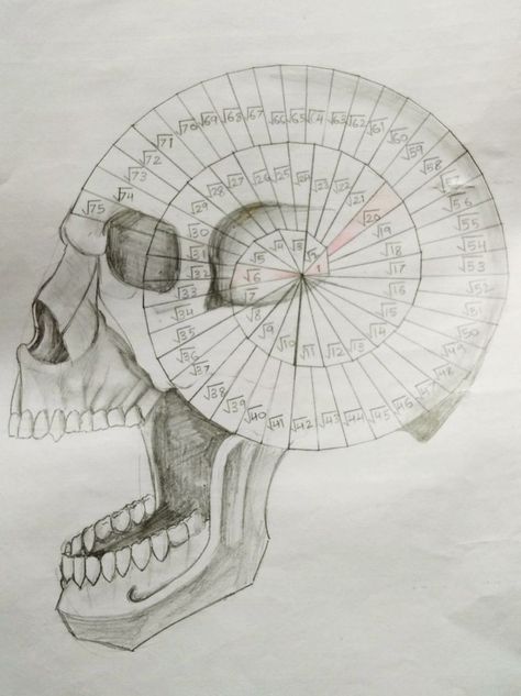 Pythagoras Spiral Art, Fibonacci Spiral Art Drawing, Theodorus Spiral Art, Pythagorean Theorem Spiral Art, Spiral Of Theodorus Art, Pythagoras Drawing, Math Drawings Sketch, Pythagorean Spiral Art Ideas, Fibonacci Art Drawing