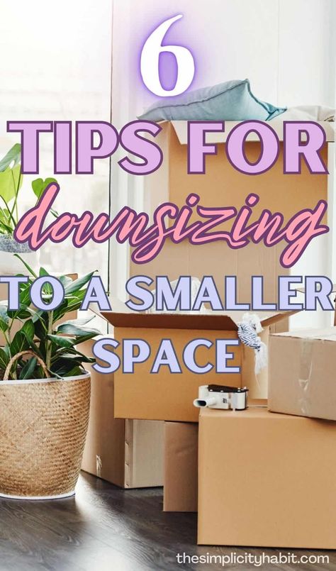 Getting ready to relocate to a smaller home? Use these decluttering tips for when you're downsizing to a smaller space. They'll help to ease the transition into your new home. How To Minimalize Your Home Declutter, How To Reduce Clutter, Becoming Minimalist Declutter, How To Declutter Your Bedroom, What To Throw Out When Decluttering, How To Get Rid Of Sentimental Clutter, Frugal Habits, Getting Ready To Move, Decluttering Inspiration