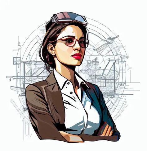 Free Female Engineer Illustration Engineer Illustration, Engineer Cartoon, Engineer Girl, Female Engineer, Funny Cartoon Characters, Civil Engineer, Cute Funny Cartoons, Model Portrait, Girl Sketch