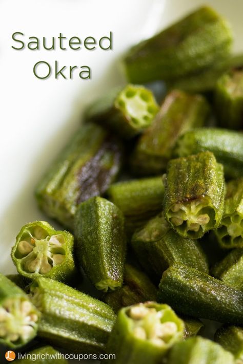 Sauteed Okra Recipe Sauteed Okra, Roasted Okra, Living Rich, Okra Recipe, Okra Recipes, Chicken Shrimp, Southern Recipes Soul Food, Healthy Vegetable, Weight Gainer