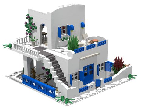 Greek Houses Exterior, Beach House Layout, Grecia Santorini, Greek Village, Lego House Ideas, Greek Islands Vacation, Santorini House, Perfect Sunset, Small Tiny House