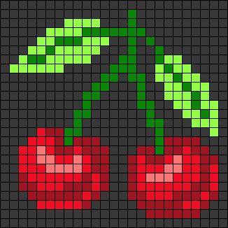 Alpha pattern #51376 | BraceletBook Cherry Perler Bead Pattern, Peach Alpha Pattern, Cherry Pixel Grid, Cherry Cross Stitch Pattern, Cherry Alpha Pattern, Fruit Alpha Pattern, Strawberry Alpha Pattern, Cherry Pixel Art, Cherry Crochet Pattern