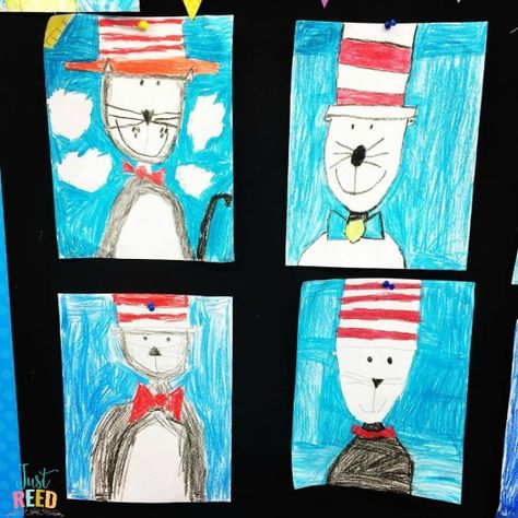 Elf Application, Dr Seuss Kindergarten, Drawing Kindergarten, Spring Science Experiments, Directed Drawing Kindergarten, Women History Month Activities, Read Across America Week, Dr Seuss Art, Kindergarten Art Lessons