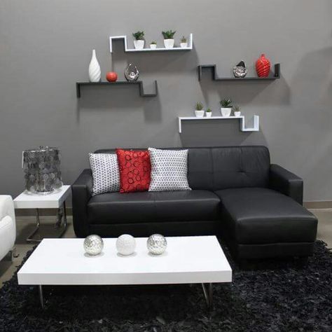 Black And Red Living Room, Grey And Red Living Room, Red Living Room Decor, Living Room Men, Red Living Room, Room Color Combination, Red Kitchen Decor, Home Stores, Apartment Decorating Living