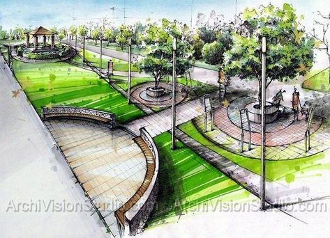 Designing Your Outdoor Oasis: Landscape Sketch Services Architecture Drawing Tutorial, Landscape Architecture Section, Software Architecture Design, Interior Architecture Sketch, Landscape Architecture Graphics, Aerial Perspective, Landscape Architecture Plan, Landscape Architecture Drawing, Interior Design Renderings