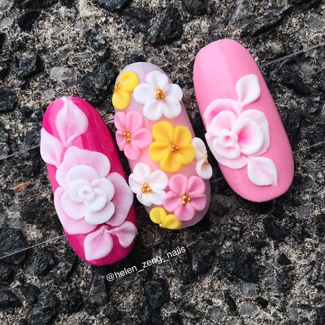 Missu 4D Gel 3D flower nail art Acrylic Flowers On Nails 3d, Acrylic Nail Art 3d Flower Designs, 3d 4d Nail Art, 3d Builder Gel Nail Art, 3 D Art Nails, 4 D Nail Art, 3d Art On Nails, 3dflower Nail Art, 4d Flower Nail Art