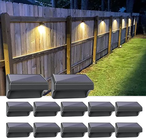 Fence Lights Backyard, Privacy Fence Lighting Ideas, Solar Lights Ideas Outdoor Fence, Solar Lights On Fence, Backyard Fence Decor, Diy Backyard Fence, Best Solar Lights, Fence Lights, Outdoor Living Diy