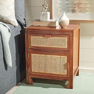 Safavieh Home Collection Dave Natural Rattan 1-Drawer 1-Door Nightstand Door Chest, Sofa Console, Drawer Nightstand, Mahogany Wood, Nebraska Furniture Mart, Wood Construction, Home Collections, Devon, Bedroom Furniture