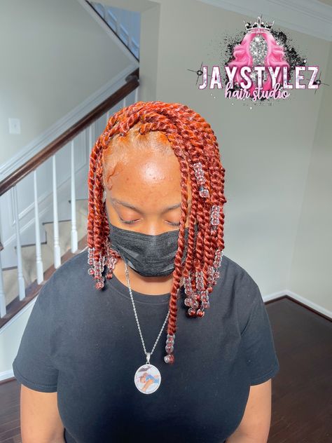 follow my hair page : @JAYMARIESTYLEZ Twist With Beads, Short Passion Twist, Natural Hair Braids, Loc Styles, Hair Studio, Hair Beads, Body Hair, Aesthetic Hair, Protective Styles