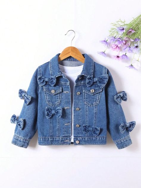 Skirt Ideas, Kids Denim, Denim Blouse, Jeans Diy, Girls Denim, Denim Jackets, Girls Bows, Girls Clothing, Flap Pocket