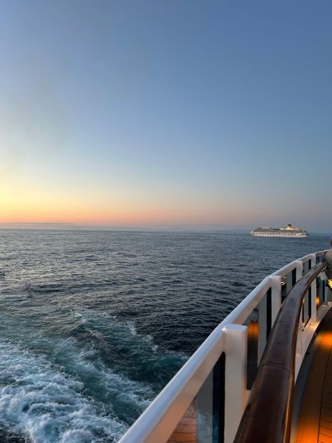 Ship Travel Aesthetic, Cruise Ship Sunset, Vision Board Cruise, Arvia Cruise Ship, Mediterranean Cruise Aesthetic, Cruise Vibes Aesthetic, Bahamas Cruise Aesthetic, Cruise Trip Aesthetic, Cruise Astethic