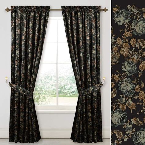 StangH Black Velvet Curtains for Living Room - Elegant Home Decor Soft Thick Heavy Velvet Drapes with Vintage Blooming Floral Pattern for Patio Door, Black, 52 x 96-inch, 2 Panels : Amazon.ca: Home Black Velvet Curtains, Living Room Retro, Blackout Window Treatments, Velvet Drapes, Curtains For Living Room, Curtains Living, Beautiful Curtains, Luxury Rooms, Velvet Curtains